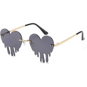 Heart Shaped Rimless Sunglasses Women Men UV400 Protect Fashion Accessories